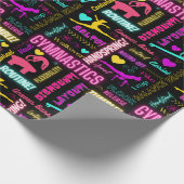 Farbenfrohe Girls Gymnastik Glossartypografie Geschenkpapier (Ecke)