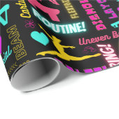 Farbenfrohe Girls Gymnastik Glossartypografie Geschenkpapier (Rolleneckpunkt)