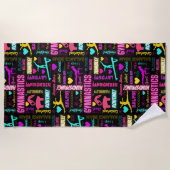 Farbenfrohe Girls Gymnastik Glossartypografie Strandtuch (Vorderseite)