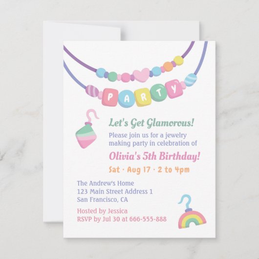 Farbenfrohe Girls Schmuck Party Einladung machen (Vorderseite)
