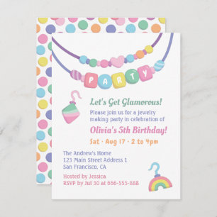 Farbenfrohe Girls Schmuck Party Einladung machen