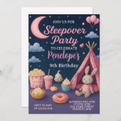 Farbenfrohe Girls Sleepover Party Einladung (Vorne/Hinten)