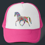 Farbenfrohe Girly Fantasy Horse Truckerkappe<br><div class="desc">Schöne Regenbogenfarben auf diesem Fantasy-Pferd mit wirbelnden Streifen.</div>