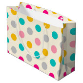 Farbenfrohe Girly Polka Dots Muster Geschenktasche Große Geschenktüte (Rückseite Schrägansicht)
