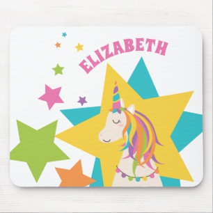 Farbenfrohe Girly Rainbow Einhornsteine tragen Ihr Mousepad