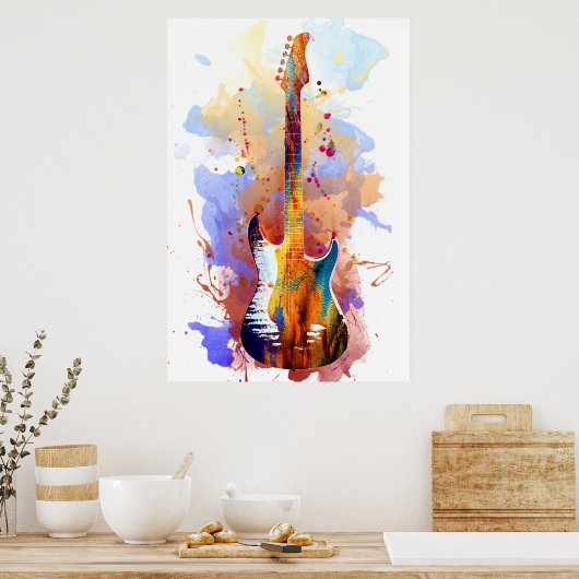 Farbenfrohe Gitarre Poster (Küche)