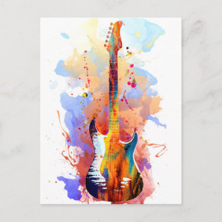 Farbenfrohe Gitarre Postkarte