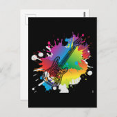 Farbenfrohe Gitarre Retro Rock und Roll Music Postkarte (Vorne/Hinten)