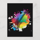 Farbenfrohe Gitarre Retro Rock und Roll Music Postkarte (Vorderseite)
