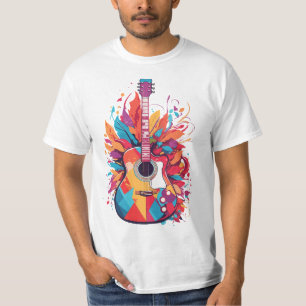 Farbenfrohe Gitarre Splash Art Clip Art mit KI Gen T-Shirt