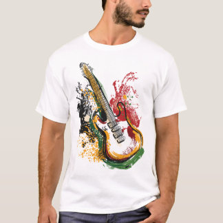 Farbenfrohe Gitarre Vibes T-Shirt