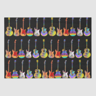 Farbenfrohe Gitarren auf schwarz Seidenpapier