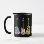 Farbenfrohe Gitarren auf schwarz Tasse (Links)