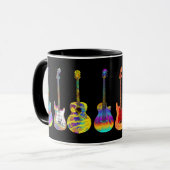 Farbenfrohe Gitarren auf schwarz Tasse (Vorderseite Links)