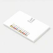 Farbenfrohe Gitarren-Musiklehrerin Monogram Post-it Klebezettel (angewinkelt)