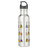 Farbenfrohe Gitarrenmuster-Monogramm Edelstahlflasche (Rückseite)