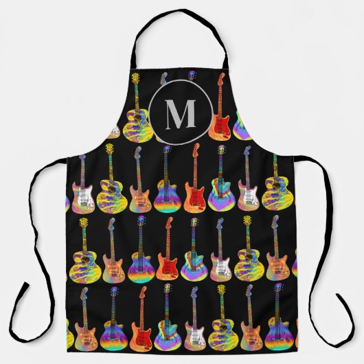 Farbenfrohe Gitarrenmuster-Monogramm Schürze (Vorderseite)
