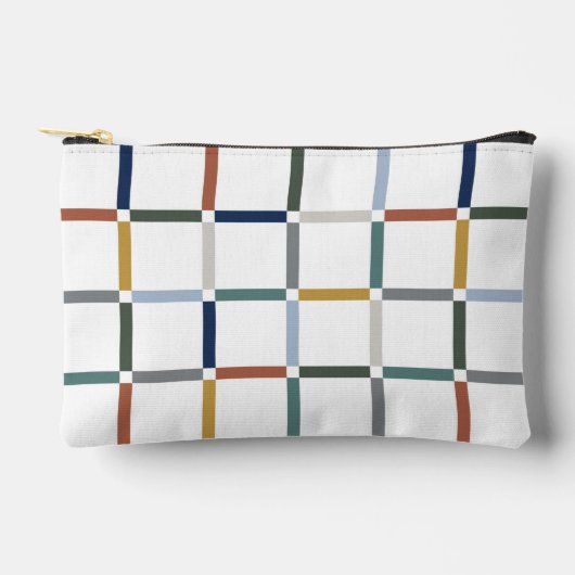 Farbenfrohe Gitter mit Negative Space Impressionis Zubehörtasche (Vorderseite)