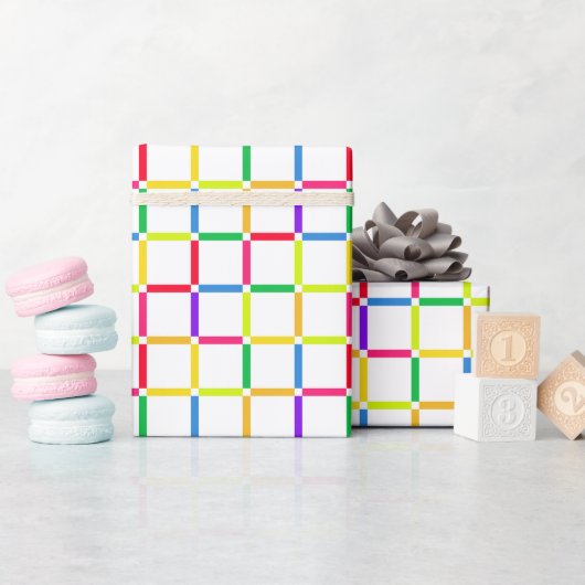 Farbenfrohe Gitter mit Negativem Space Pop Art Ins Geschenkpapier (Babyparty)