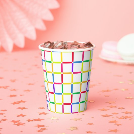 Farbenfrohe Gitter mit Negativem Space Pop Art Ins Pappbecher (Insitu)