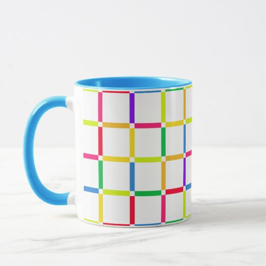 Farbenfrohe Gitter mit Negativem Space Pop Art Ins Tasse (Links)