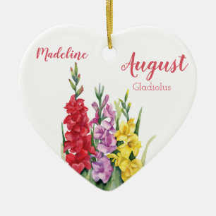 Farbenfrohe Gladiolus August Birth Blume Keramik Ornament