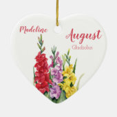 Farbenfrohe Gladiolus August Birth Blume Keramik Ornament (Hinten)