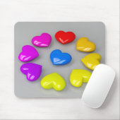 Farbenfrohe glänzende Herzen Mousepad (Mit Mouse)