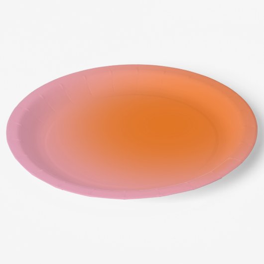 Farbenfrohe glänzende Linse Grün Rosa Orange Pappteller (Schrägansicht)