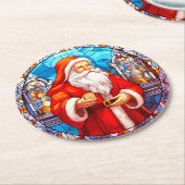 Farbenfrohe Gläser Weihnachten Weihnachtsmann Runder Pappuntersetzer (Angewinkelt)