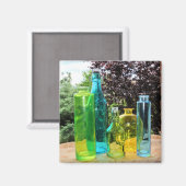 Farbenfrohe Glasflaschen Magnet (Vorderseite/Rückseite)