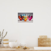 Farbenfrohe Glasherzen Poster (Küche)