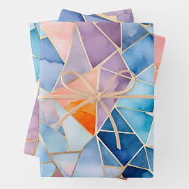 Farbenfrohe Glasmosaik Art Wrapping Paper Sheets Geschenkpapier Set