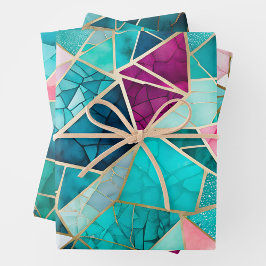 Farbenfrohe Glasmosaik Art Wrapping Paper Sheets Geschenkpapier Set