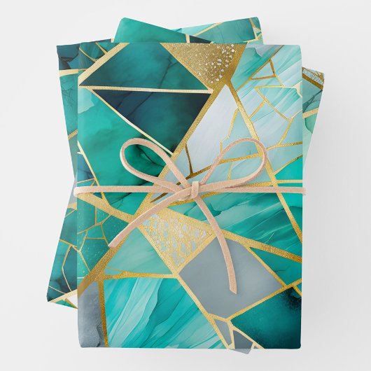 Farbenfrohe Glasmosaik Art Wrapping Paper Sheets Geschenkpapier Set
