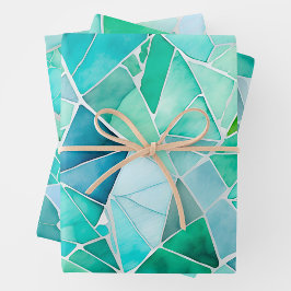 Farbenfrohe Glasmosaik Art Wrapping Paper Sheets Geschenkpapier Set
