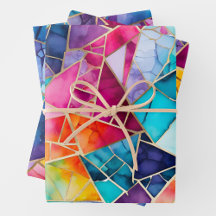 Farbenfrohe Glasmosaik Art Wrapping Paper Sheets
