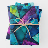 Farbenfrohe Glasmosaik Art Wrapping Paper Sheets Geschenkpapier Set