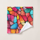 Farbenfrohe Glasmuster im Hintergrund Badhandtuch Set (Waschlappen)