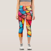 Farbenfrohe Glasmuster im Hintergrund Capri Leggings (Vorderseite)