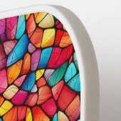 Farbenfrohe Glasmuster im Hintergrund Pickleball Schläger (Linke Seite)