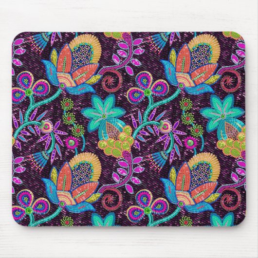 Farbenfrohe Glasperlen sehen Retro-Blumen-Design a Mousepad (Vorne)