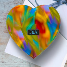 Farbenfrohe Glaswellen - Regenbogenflame - Initial