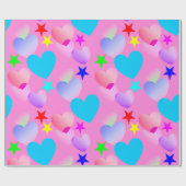 Farbenfrohe Gliding Hearts 'n Stars Geschenkpapier (Flach)