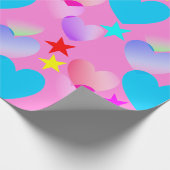 Farbenfrohe Gliding Hearts 'n Stars Geschenkpapier (Ecke)