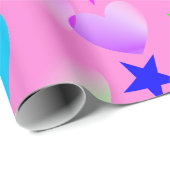 Farbenfrohe Gliding Hearts 'n Stars Geschenkpapier (Rolleneckpunkt)