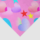 Farbenfrohe Gliding Hearts 'n Stars Geschenkpapier Seidenpapier (Detail)