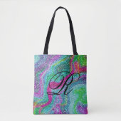 Farbenfrohe Glitterie Abstract Design mit Monogram Tasche (Vorderseite)