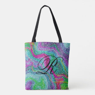 Farbenfrohe Glitterie Abstract Design mit Monogram Tasche