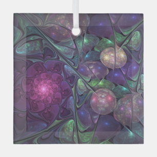 Farbenfrohe Glitterwochen Modernes Abstraktes Frak Ornament Aus Glas